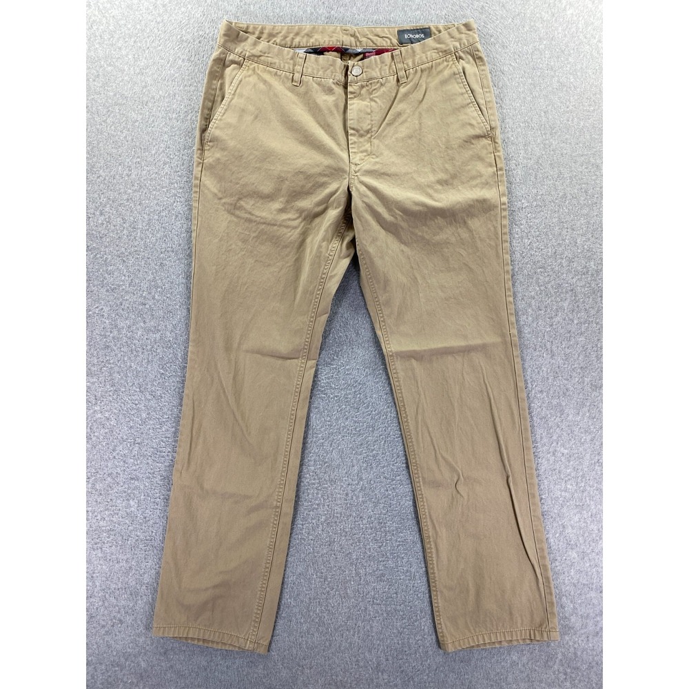 Bonobos Mens Pants Beige Size 35/36 (Fits 33x31) Chino Pant Straight Fit Casual